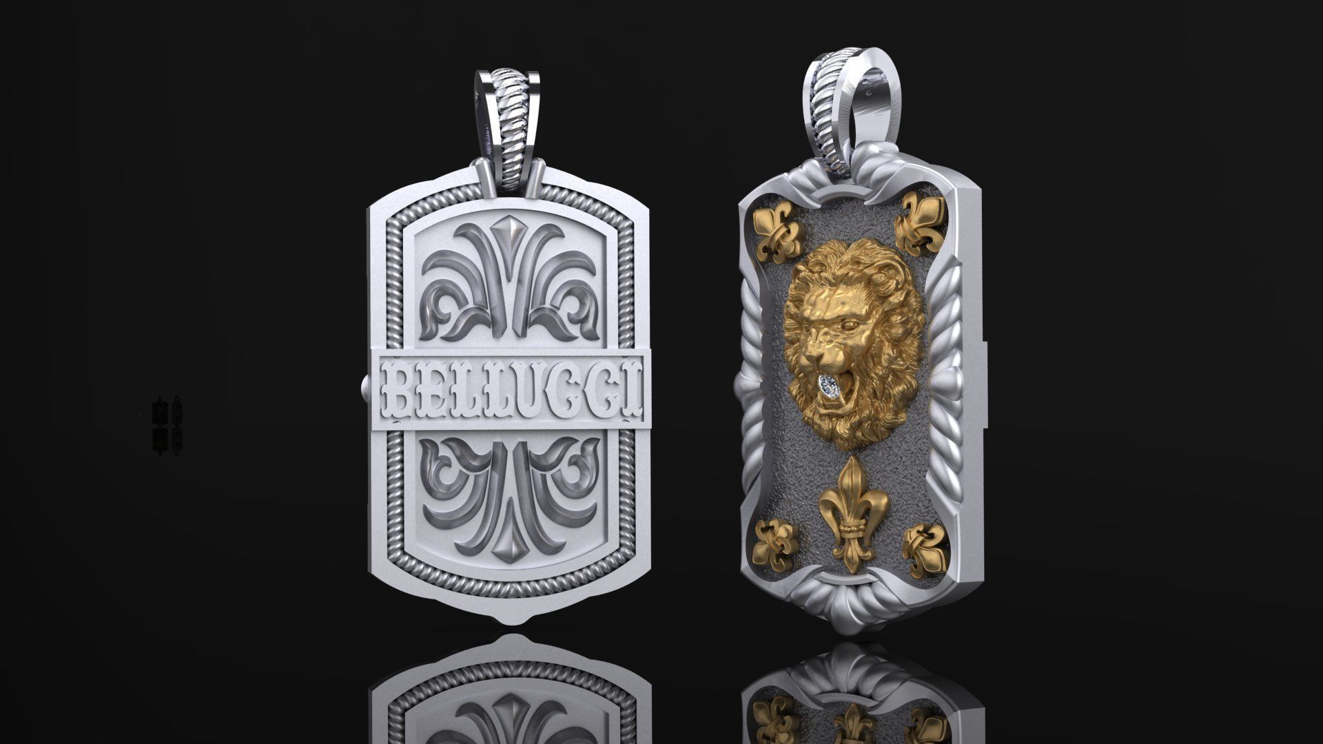 Pendant with Lion  3D print model_1