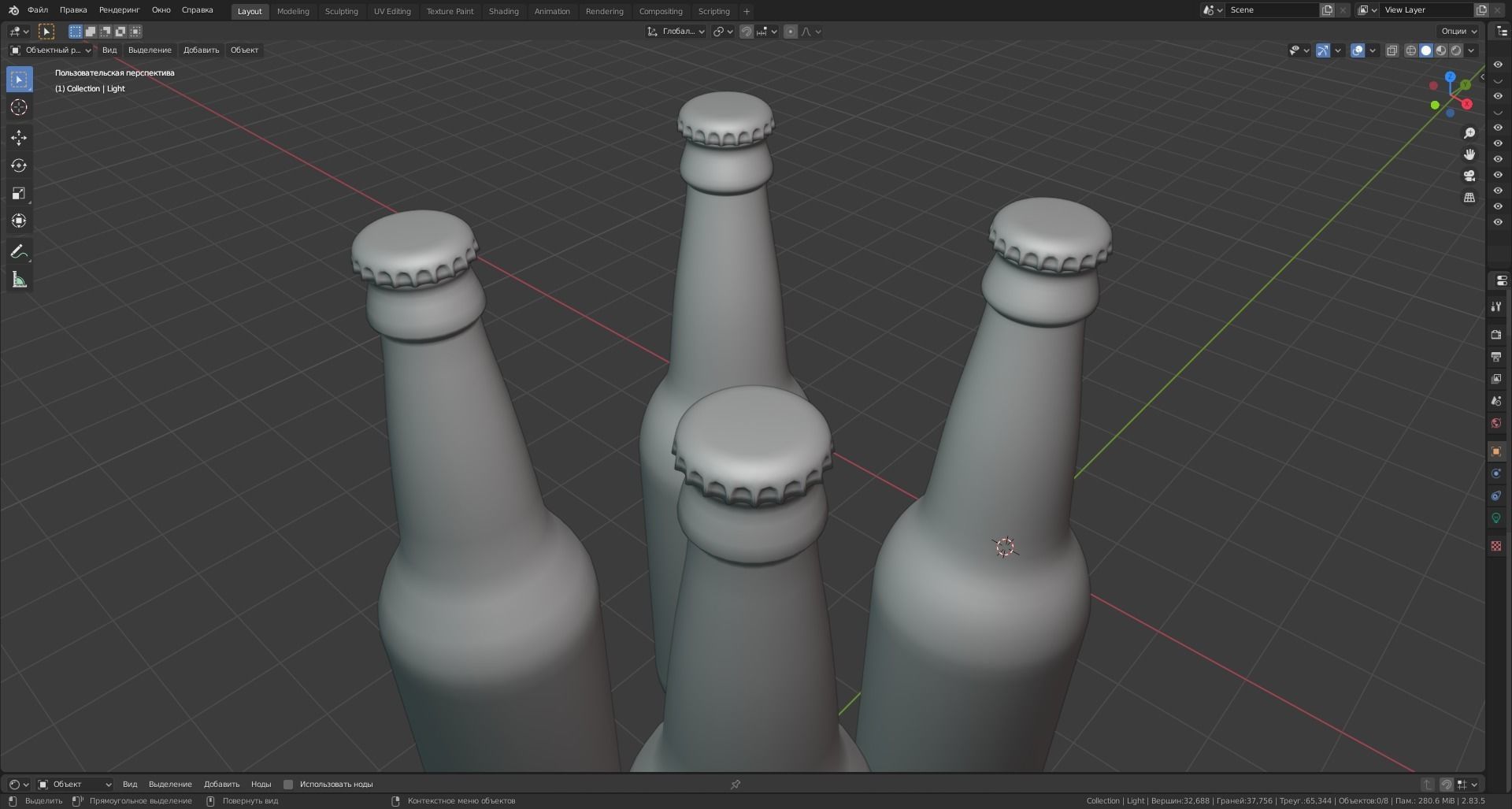 Glass Bottles Low-poly 3D model_3