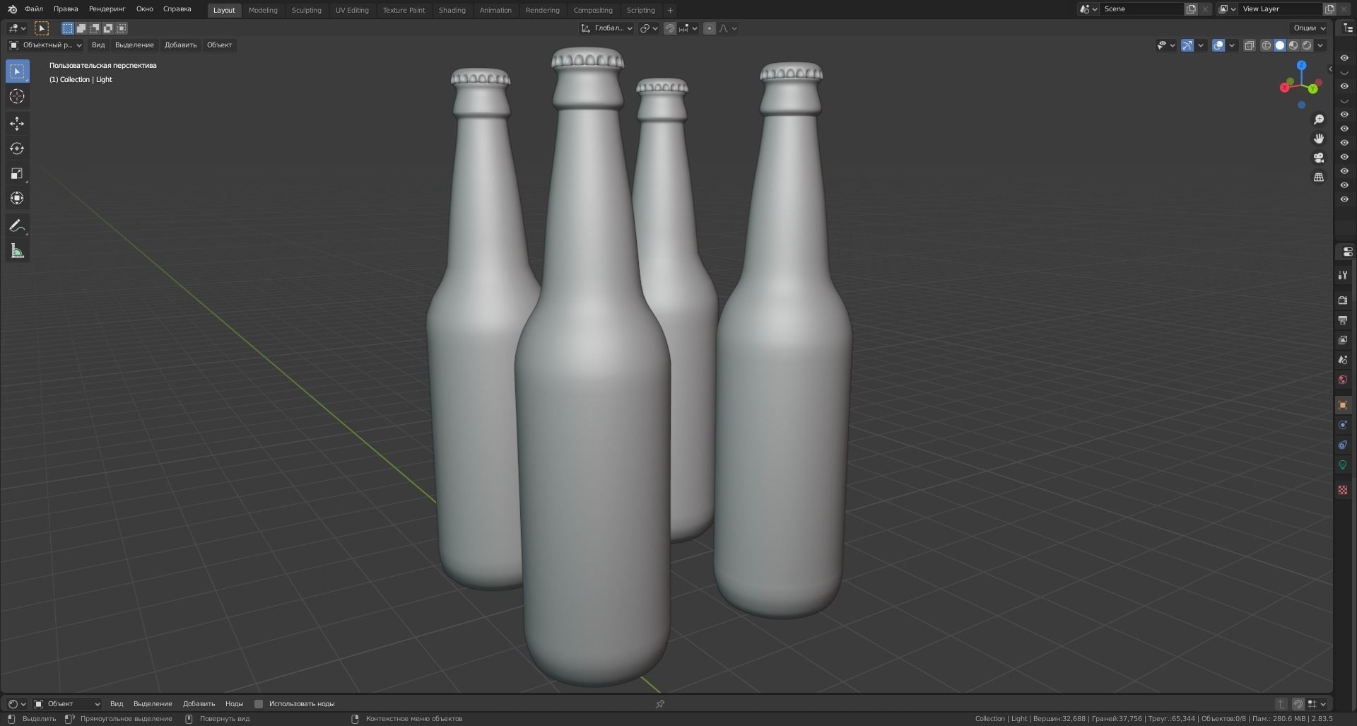 Glass Bottles Low-poly 3D model_2
