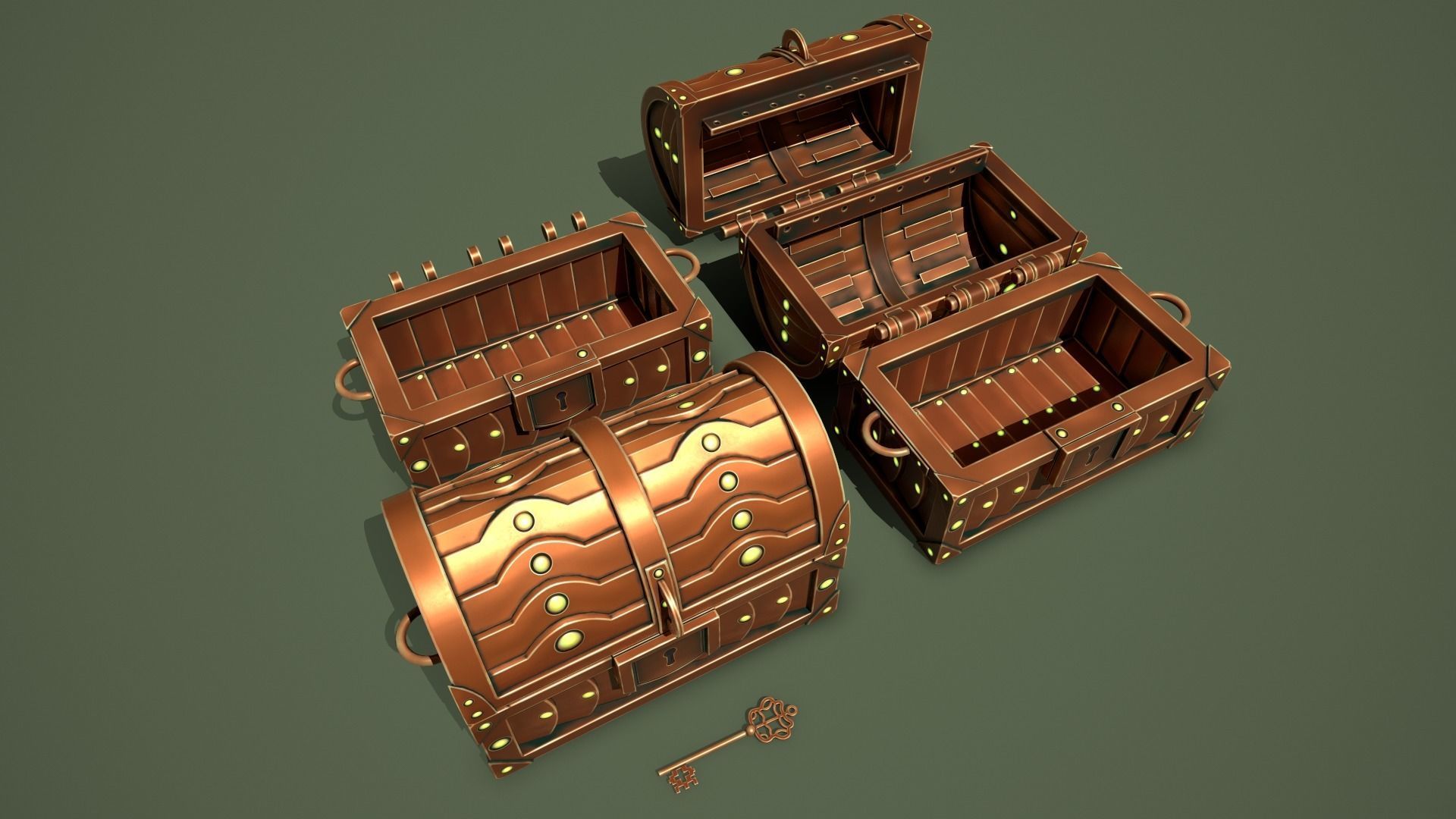 Fantasy chests Low-poly 3D model_9