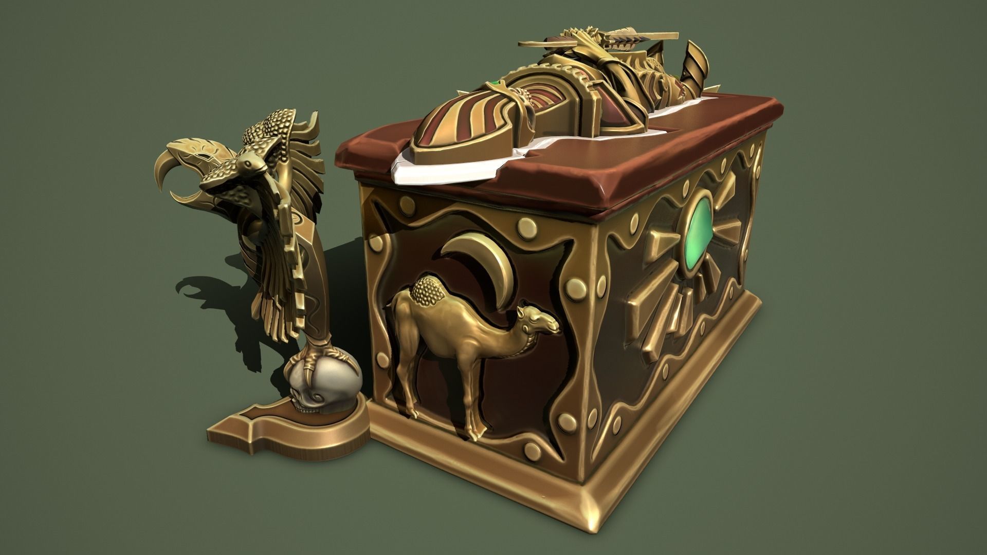 Fantasy chests Low-poly 3D model_3