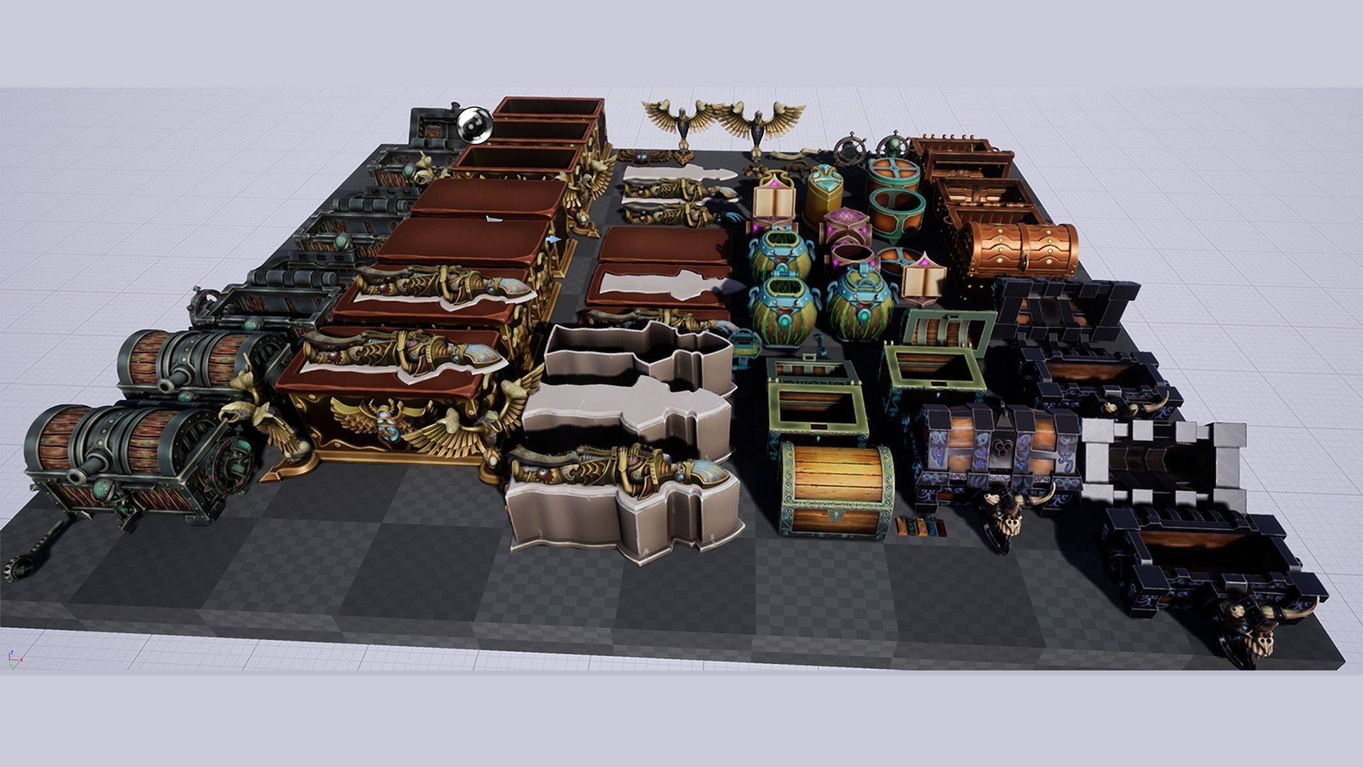 Fantasy chests Low-poly 3D model_1