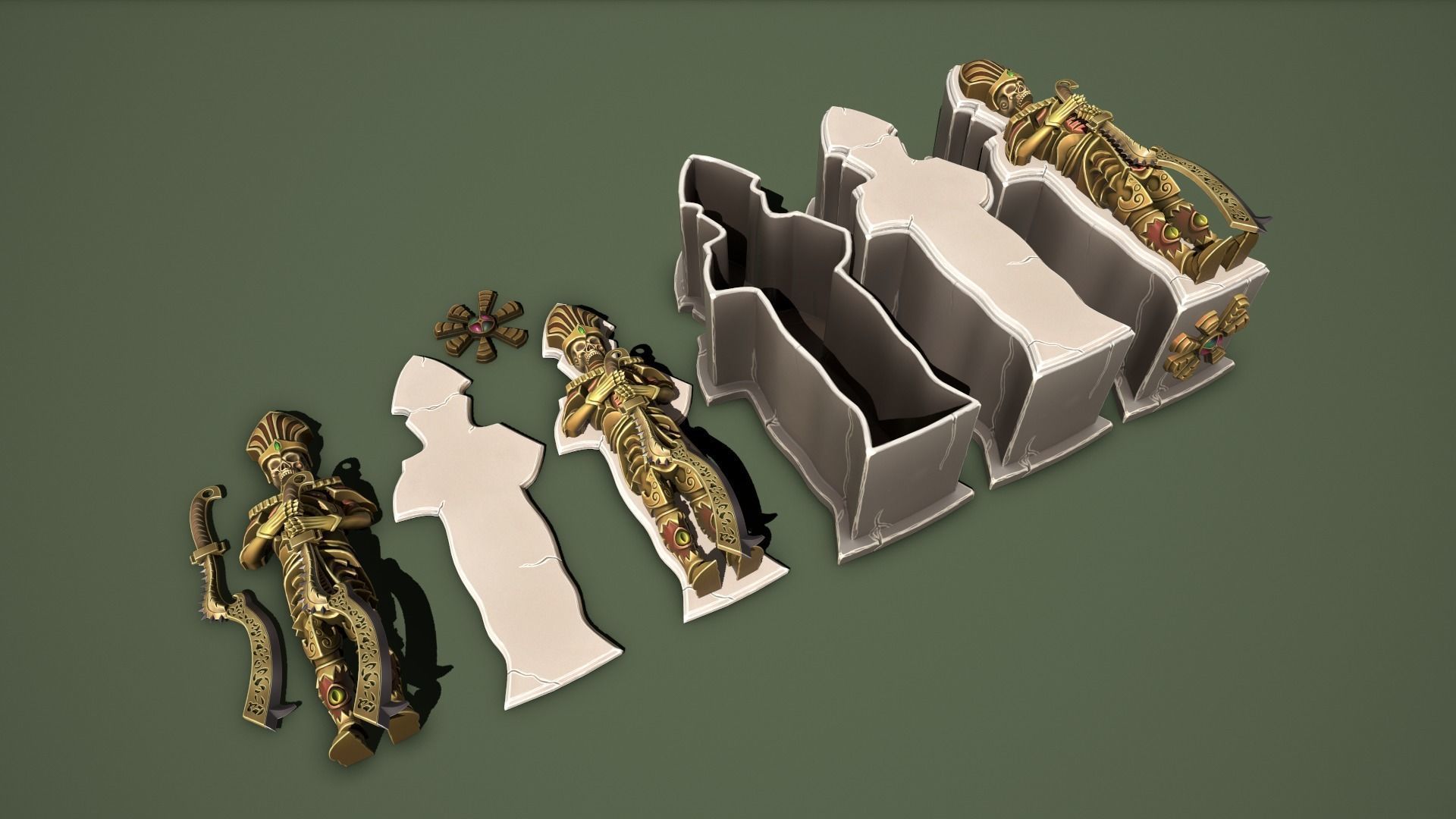 Fantasy chests Low-poly 3D model_11