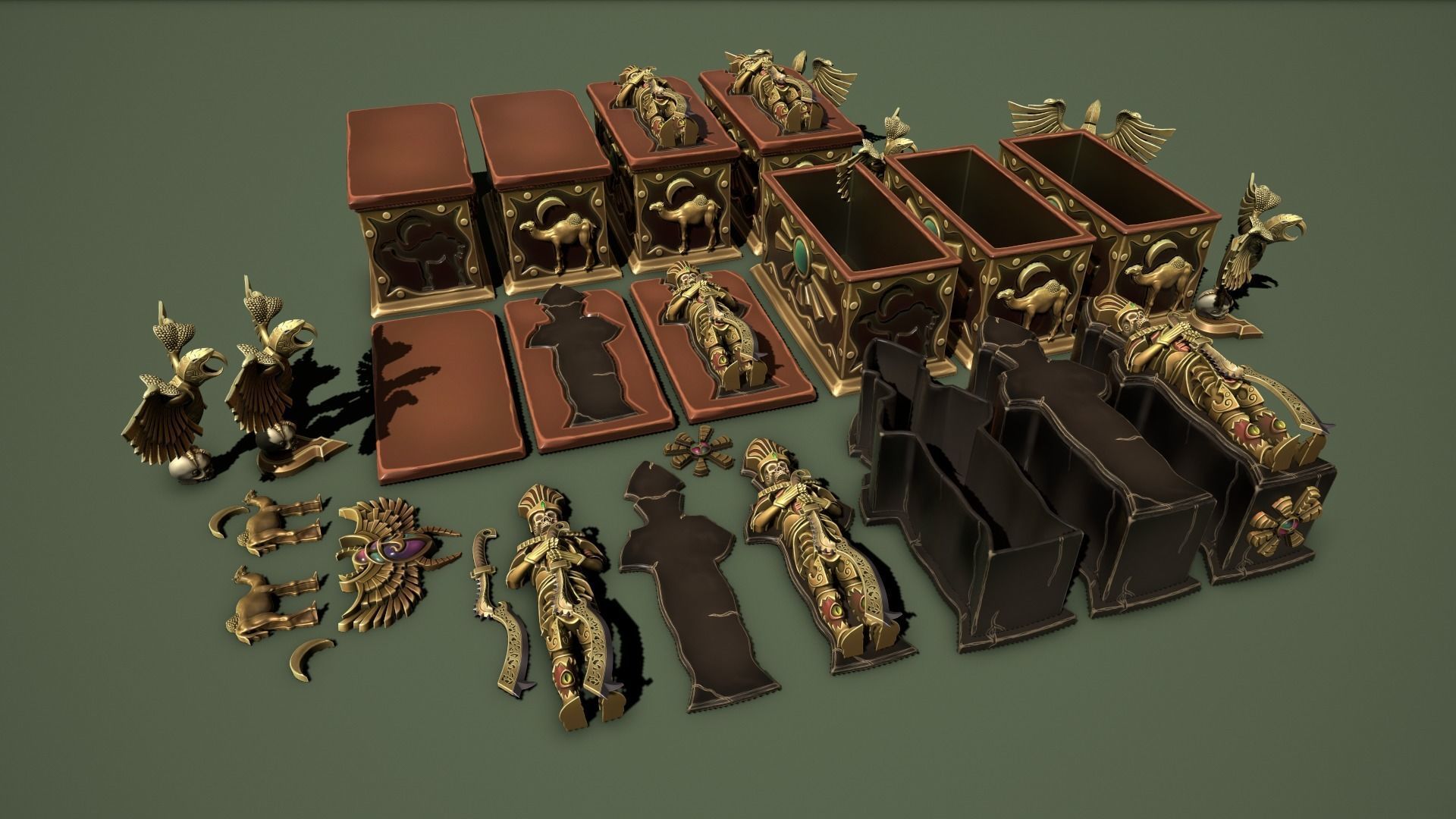 Fantasy chests Low-poly 3D model_5