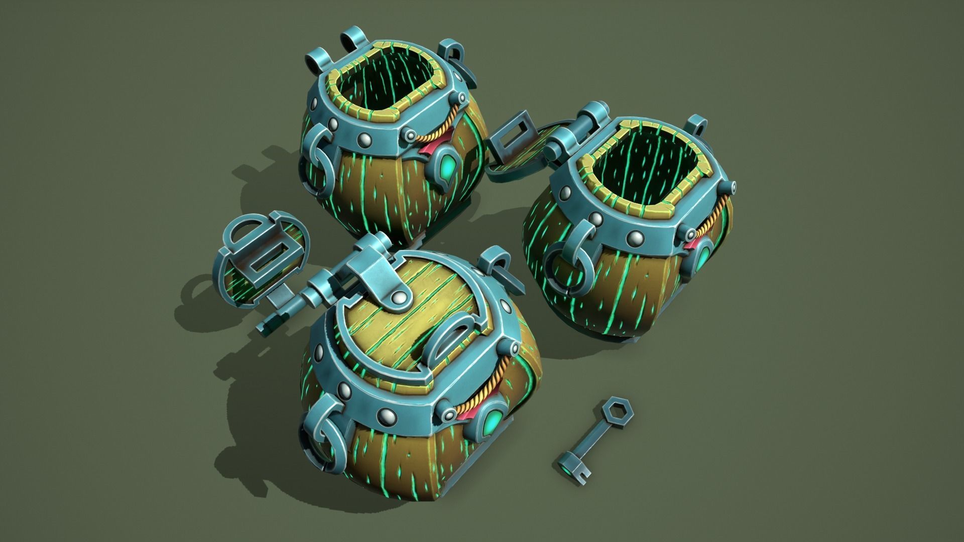 Fantasy chests Low-poly 3D model_15