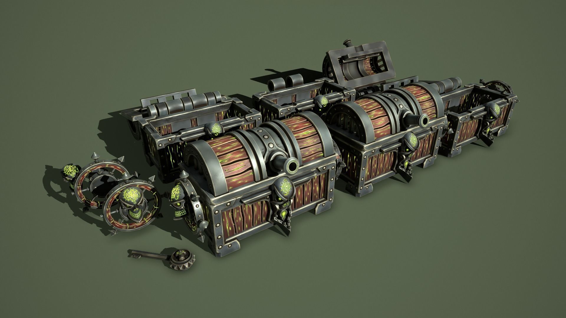 Fantasy chests Low-poly 3D model_7