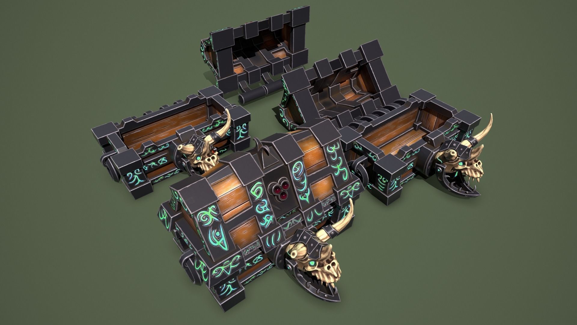 Fantasy chests Low-poly 3D model_13