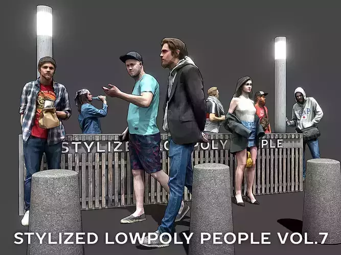 Stylized Lowpoly People Casual Pack Volume 7 Low-poly 3D model