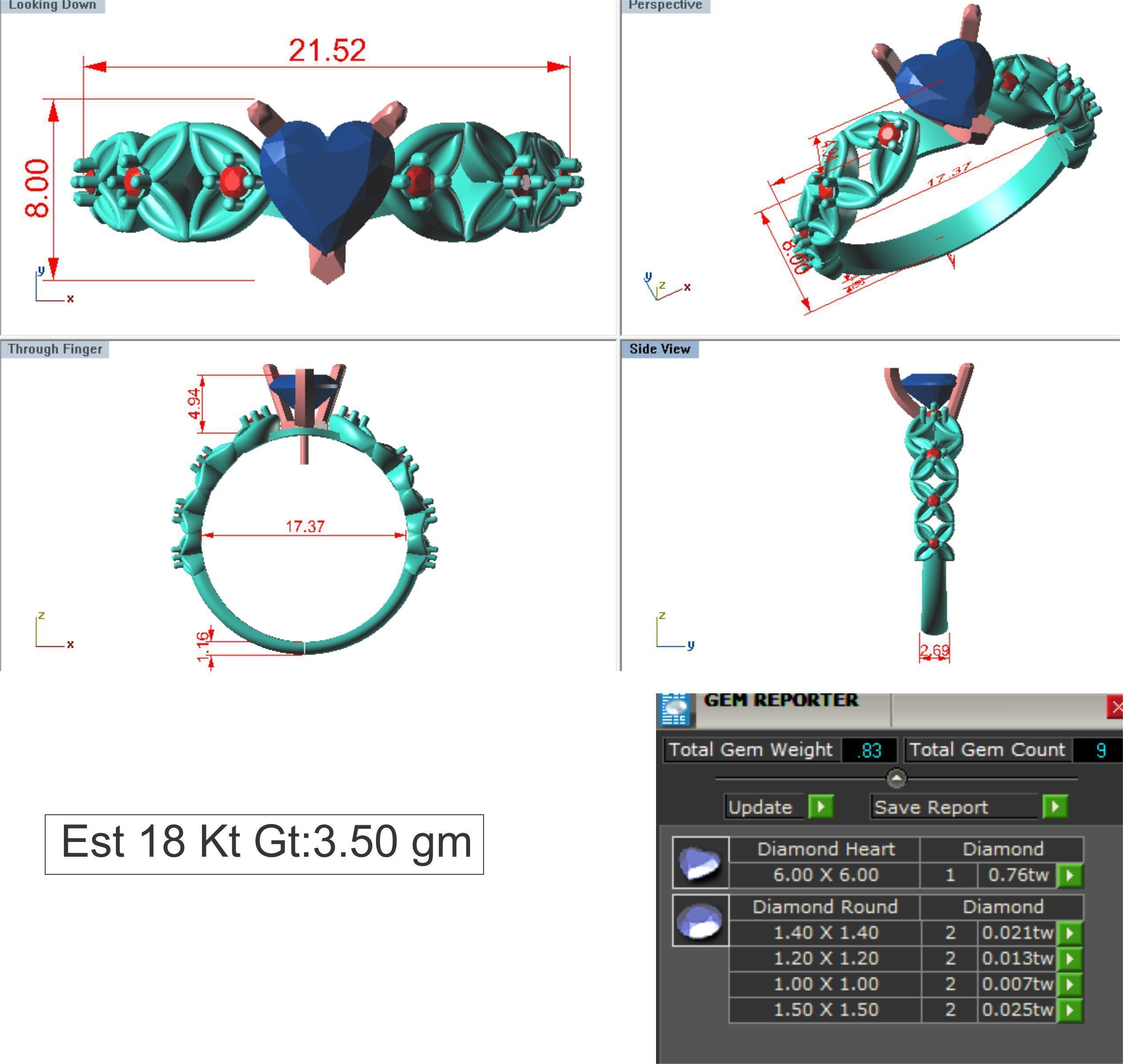Women solitaire ring 3dm render detail 3D print model 3D print model_8
