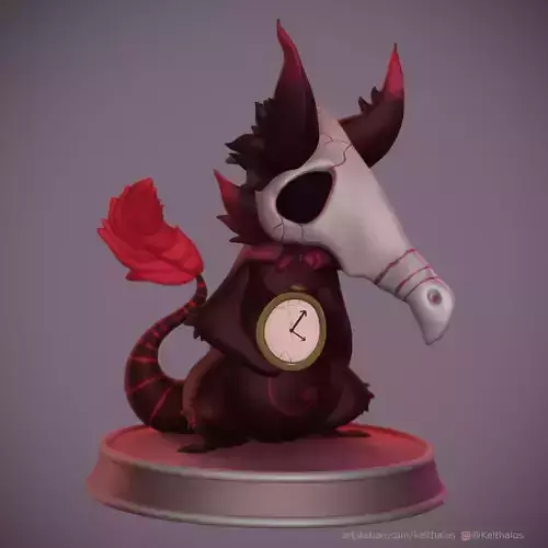 Anxiety creature with horns and clock