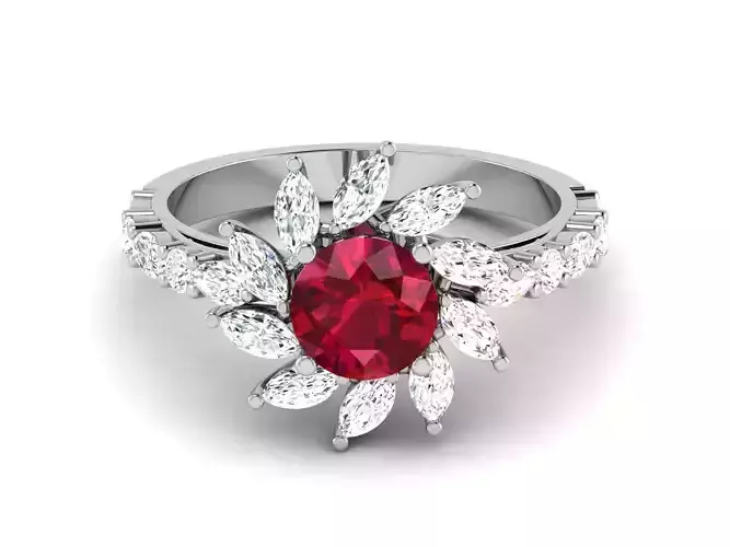 Solitaire women ring 3dm render detail 3D print model