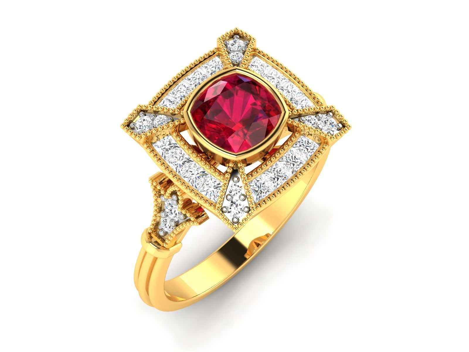 Solitaire women ring 3dm render detail 3D print model_2