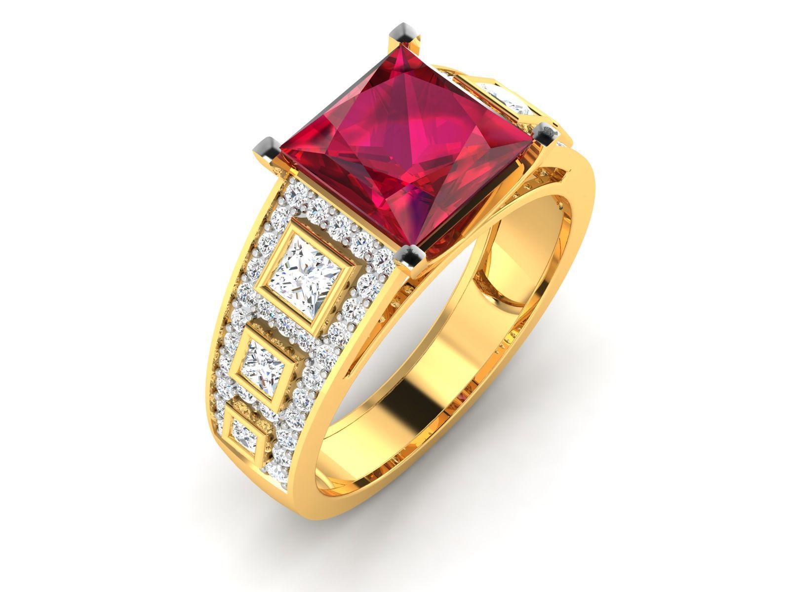 Solitaire women ring 3dm render detail 3D print model_2