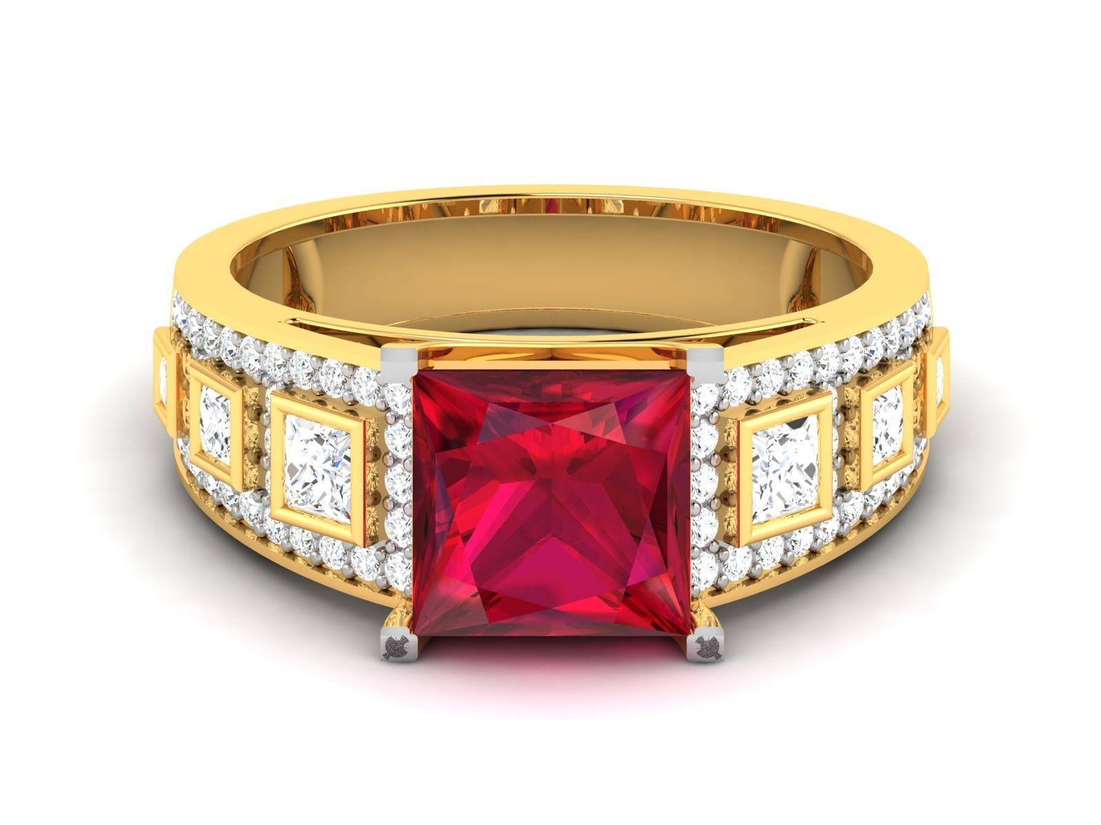 Solitaire women ring 3dm render detail 3D print model_7