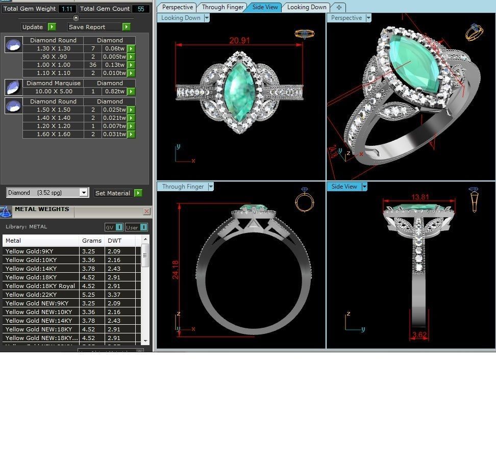 Solitaire women ring 3dm render detail 3D print model_6