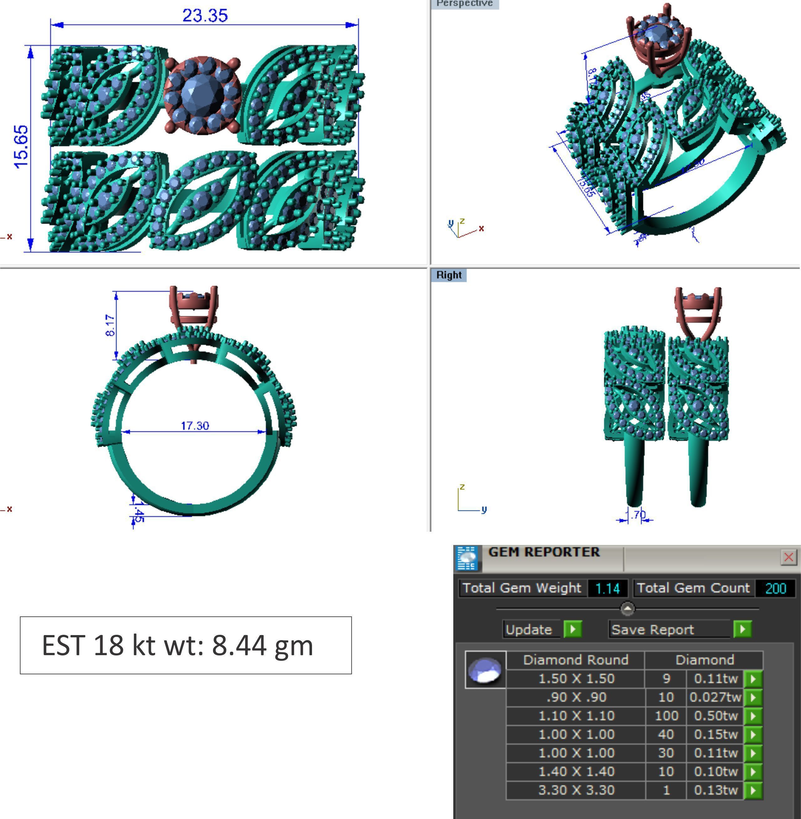 Solitaire women ring 3dm render detail 3D print model_8