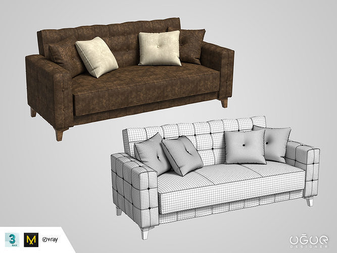 Armchair Set sofa and two pillows 3D model