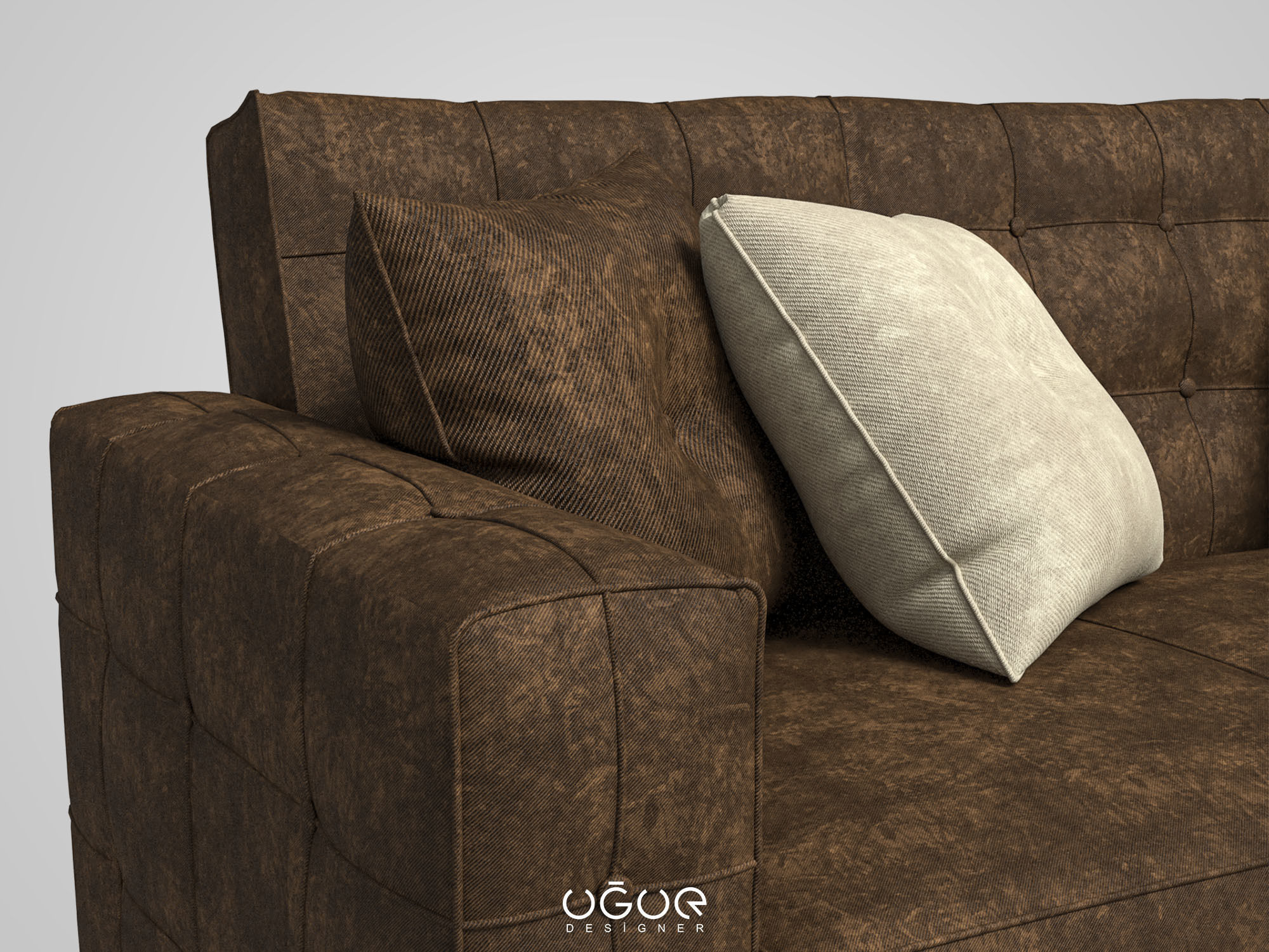 Armchair Set sofa and two pillows 3D model_3