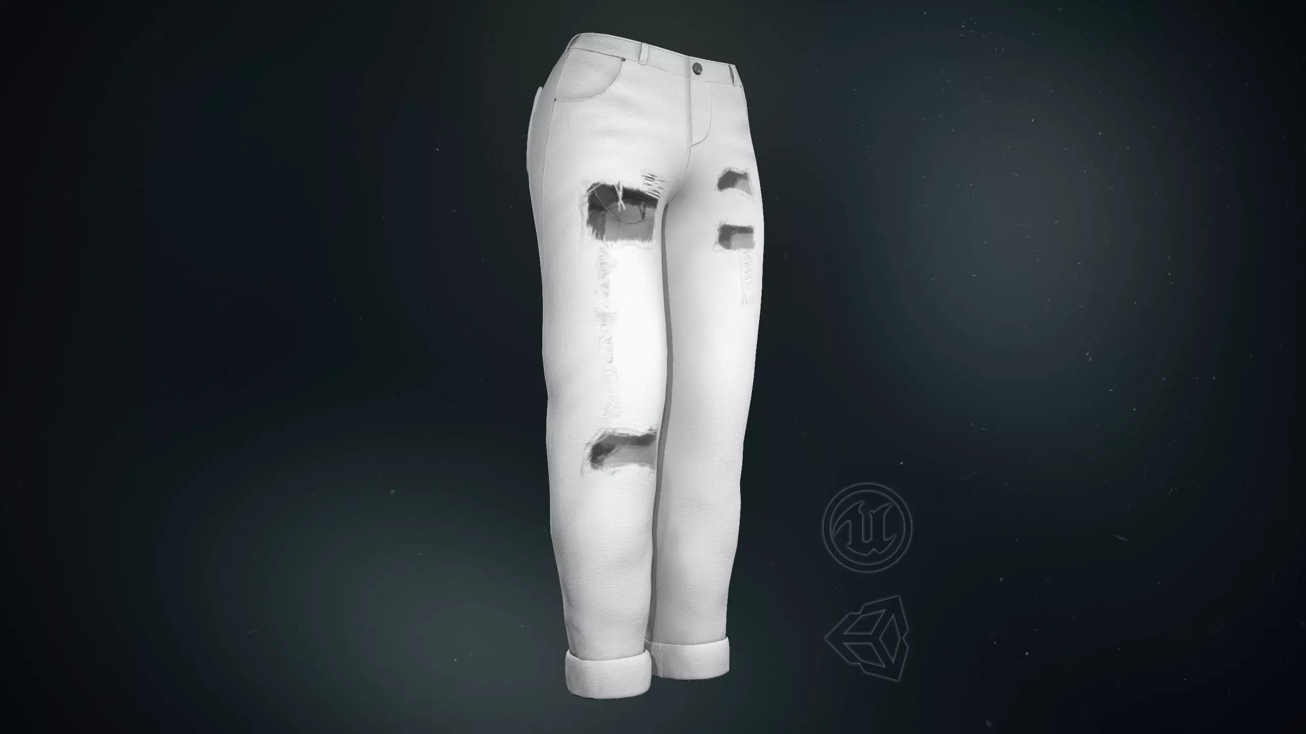 White Ripped Jeans Women Low-poly 3D model