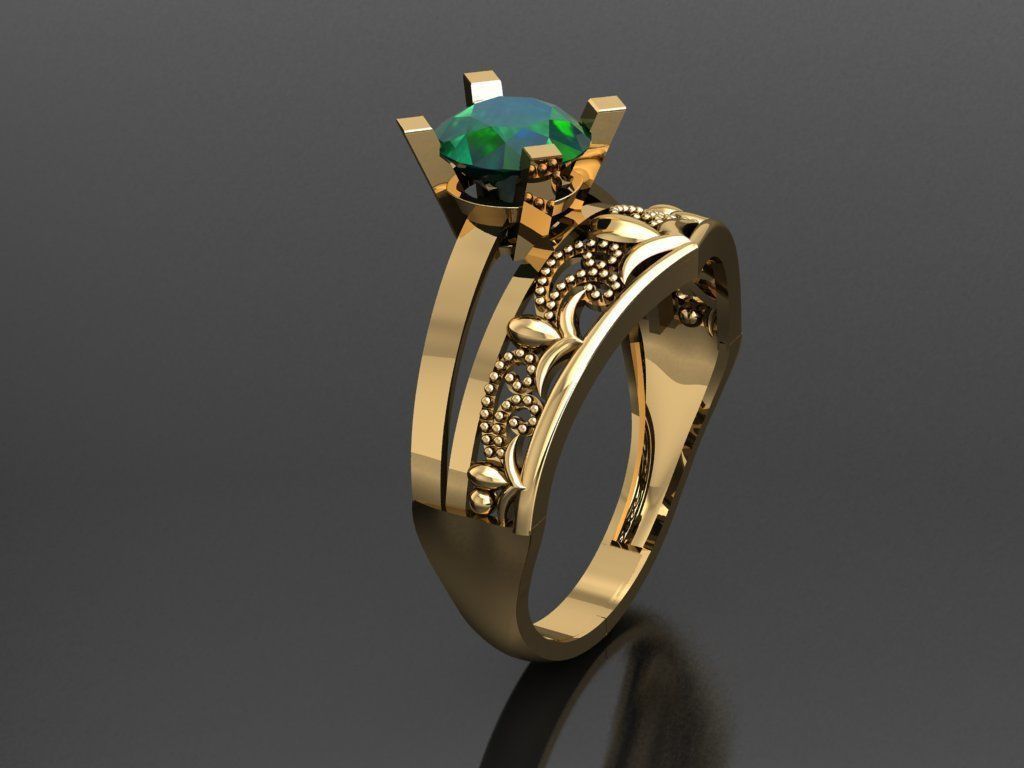 TW095- Diamond ring 3D print model_1