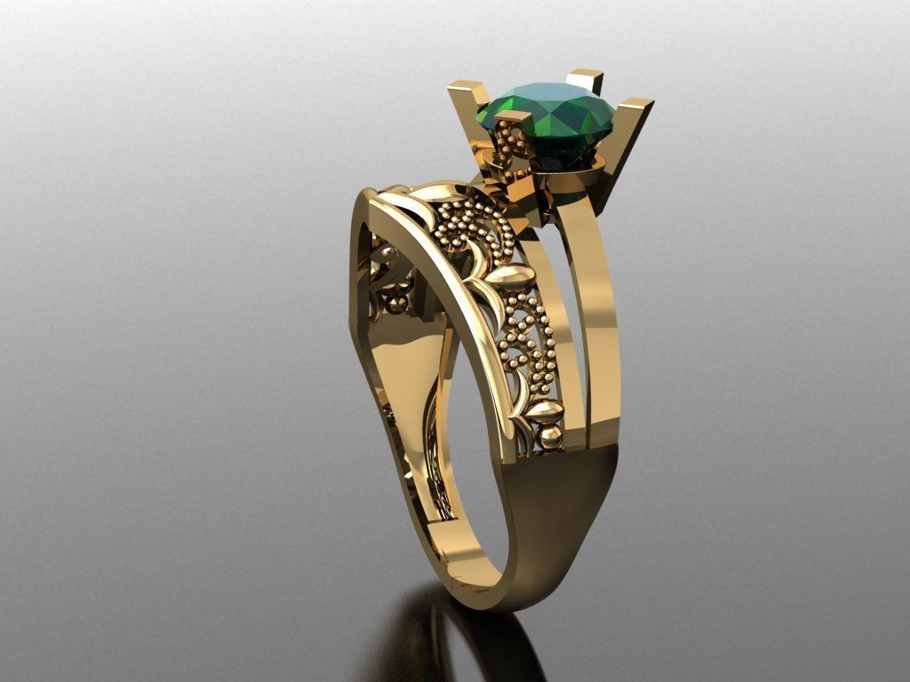 TW095- Diamond ring 3D print model_3