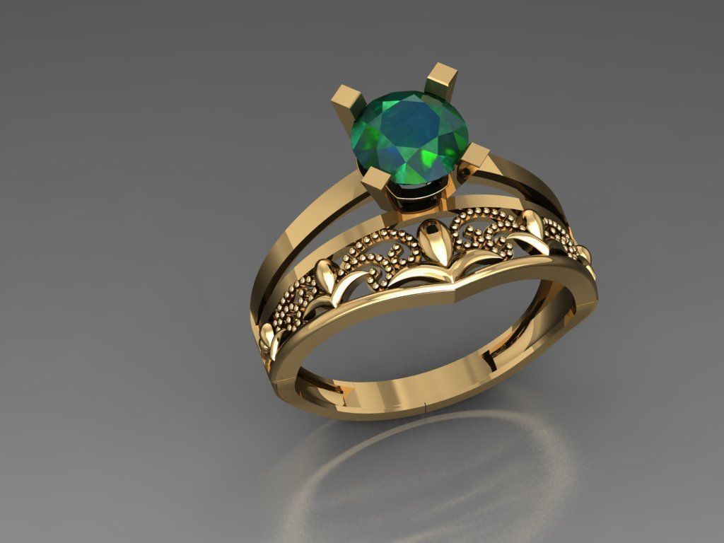 TW095- Diamond ring 3D print model_2
