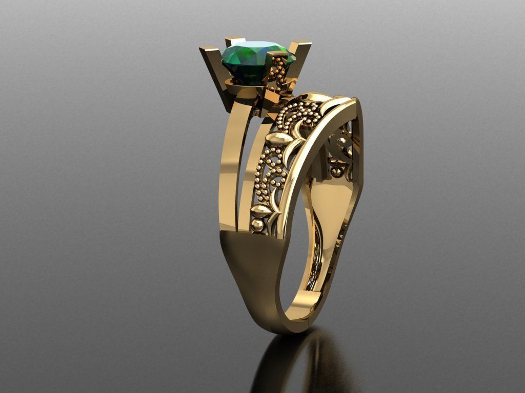 TW095- Diamond ring 3D print model_4