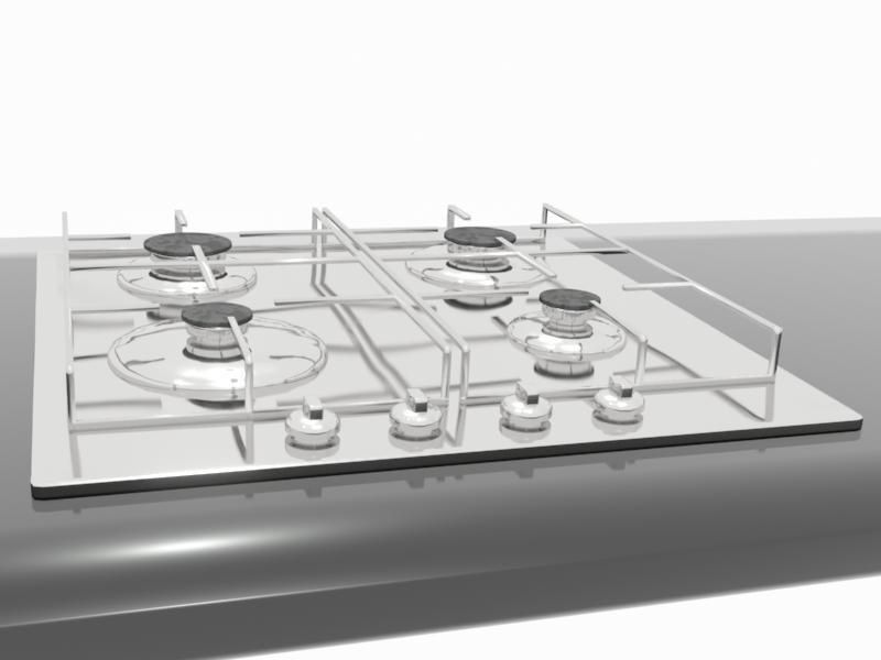 embedded gas hob surface 3D model_3