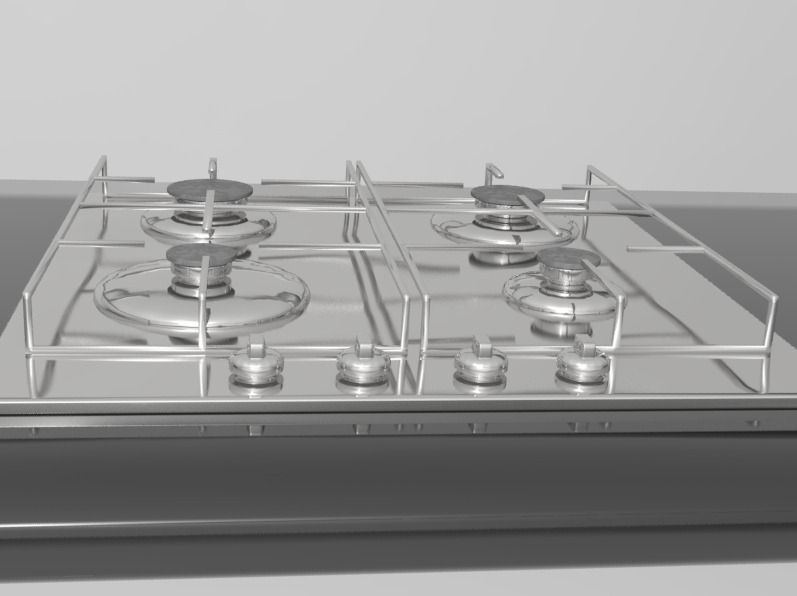 embedded gas hob surface 3D model_1