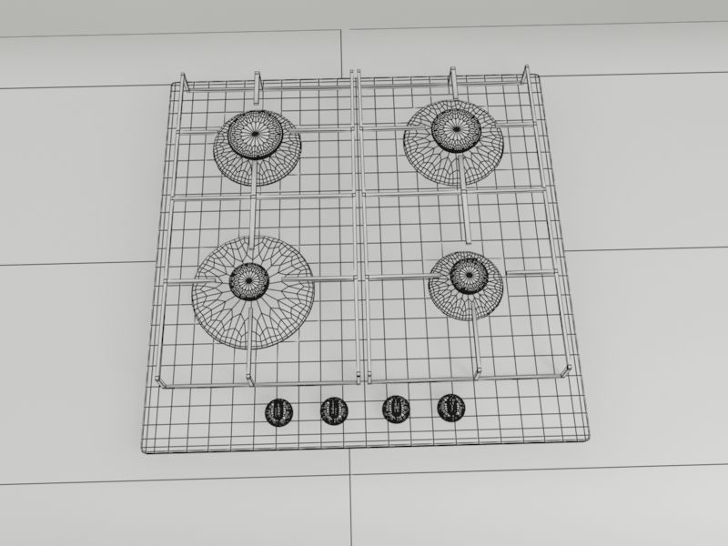 embedded gas hob surface 3D model_2