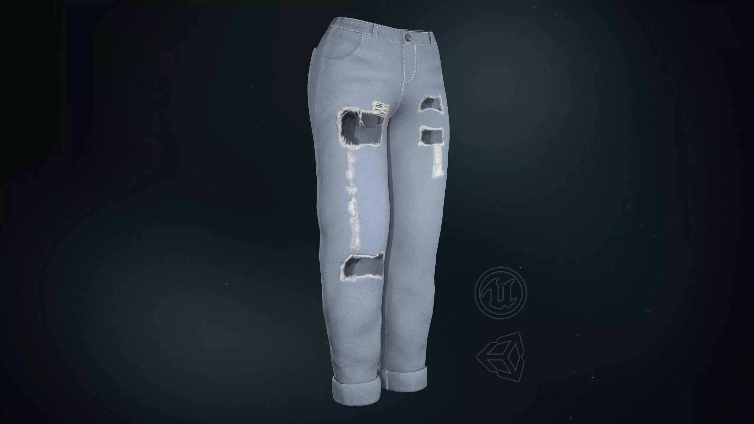 Blue Ripped Jeans Women Low-poly 3D model