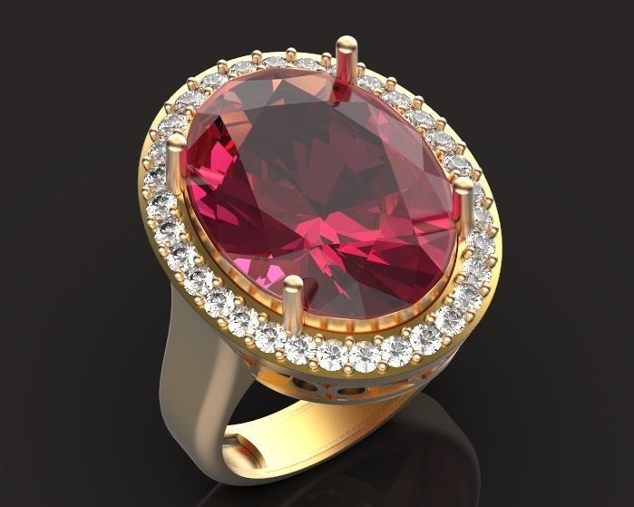 oval ring 3D print model_2