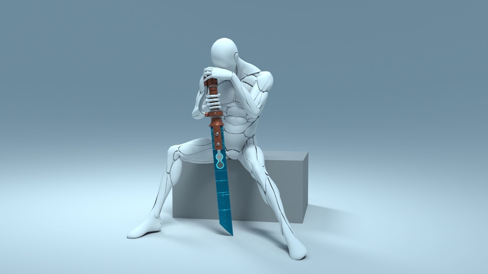 Transonic Blade Low-poly 3D model_5