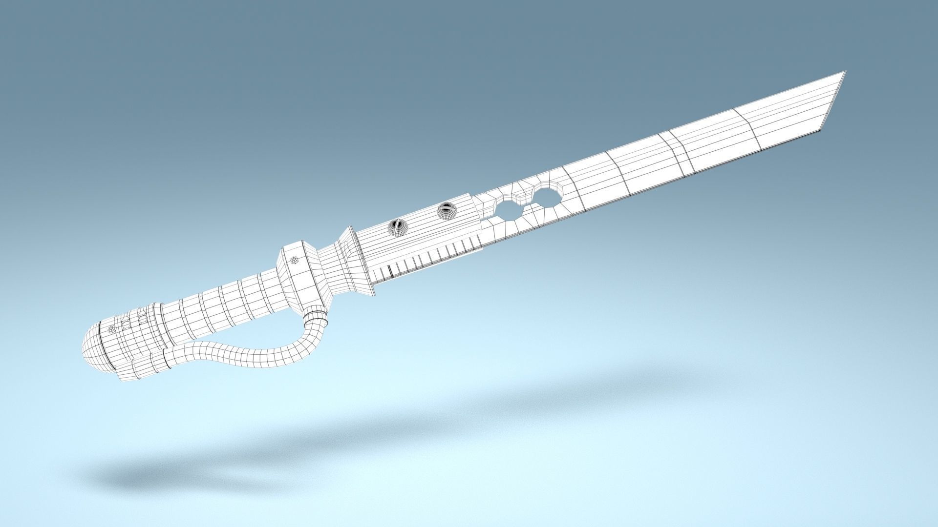 Transonic Blade Low-poly 3D model_7