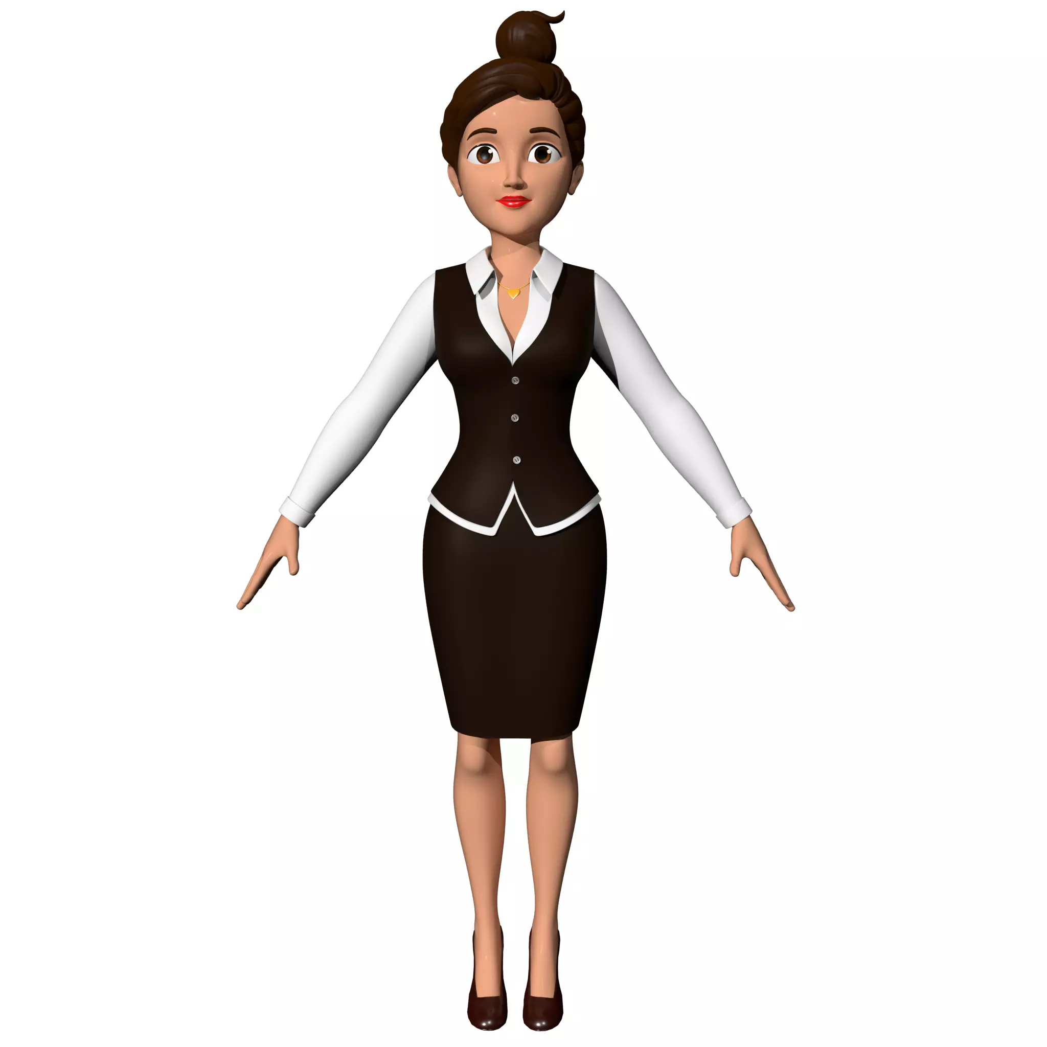 Cartoon Office Women Low-poly 3D model
