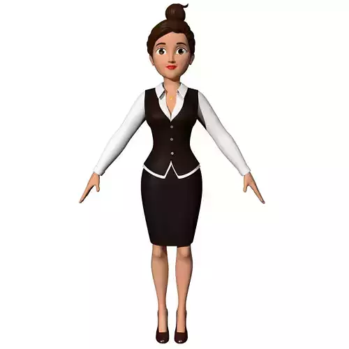 Cartoon Office Women Low-poly 3D model