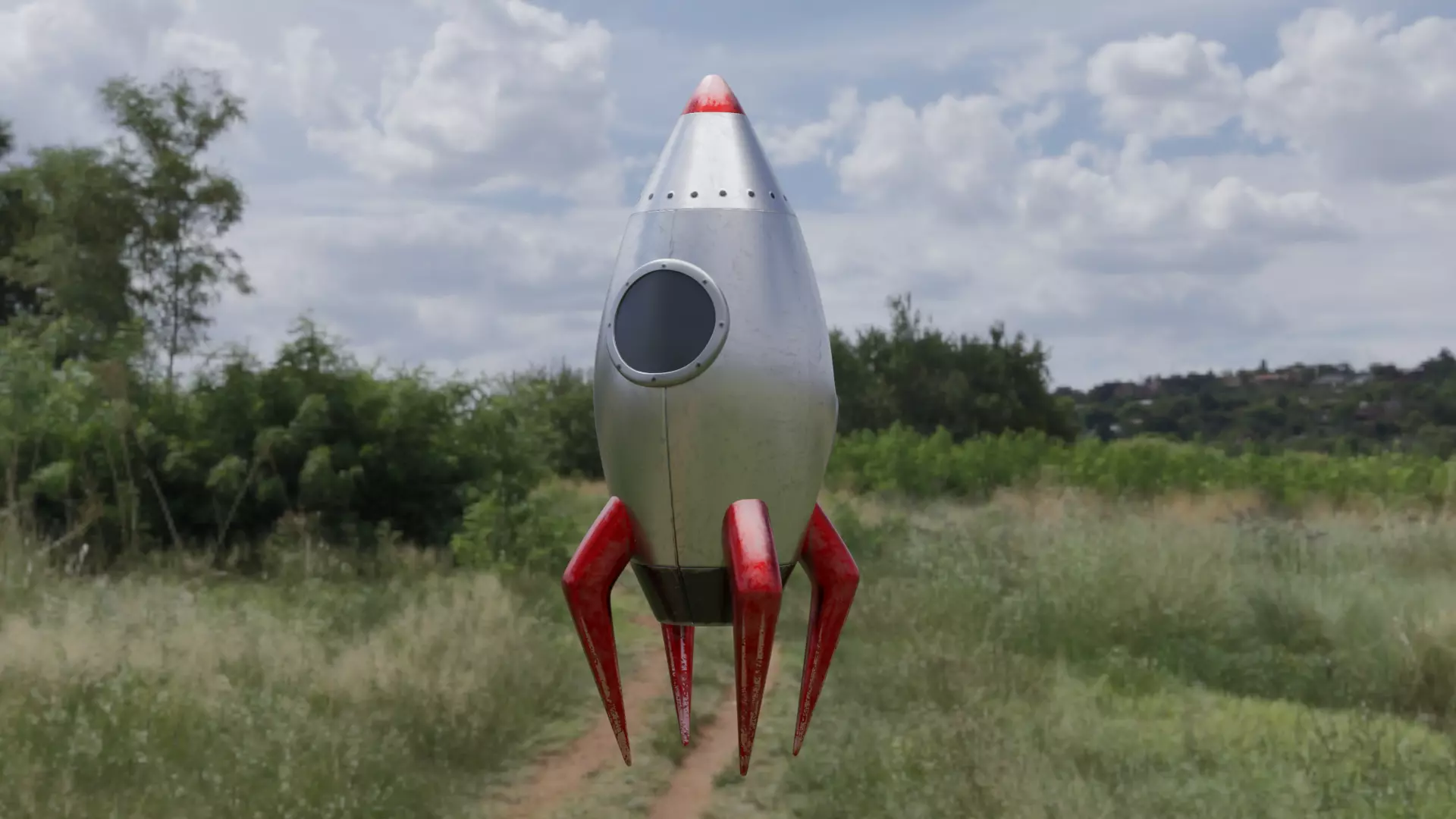 Spaceship Cartoon Low-poly 3D model