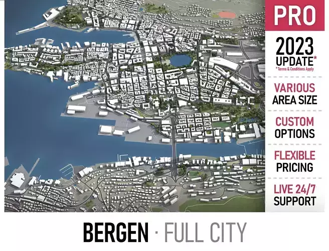 Bergen Low-poly 3D model