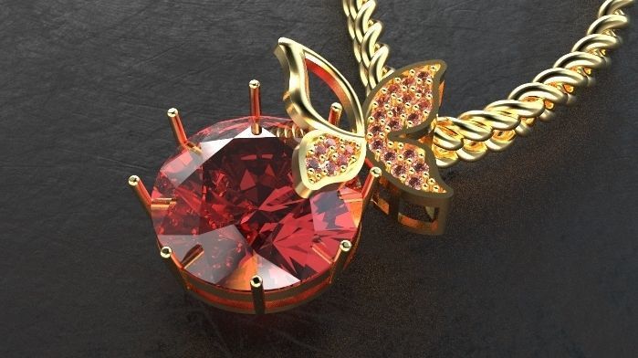 butterfly pendant 3D print model_5