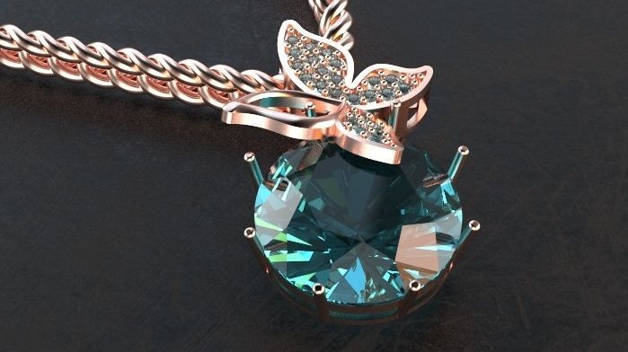 butterfly pendant 3D print model_8