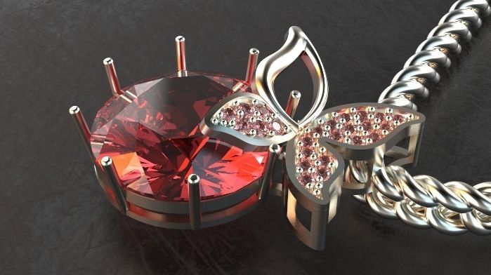 butterfly pendant 3D print model_6