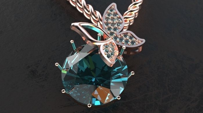 butterfly pendant 3D print model_7