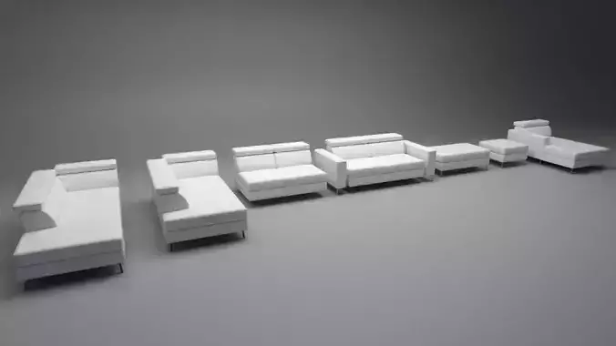 Sofa Assembly Kit Low-poly 3D model