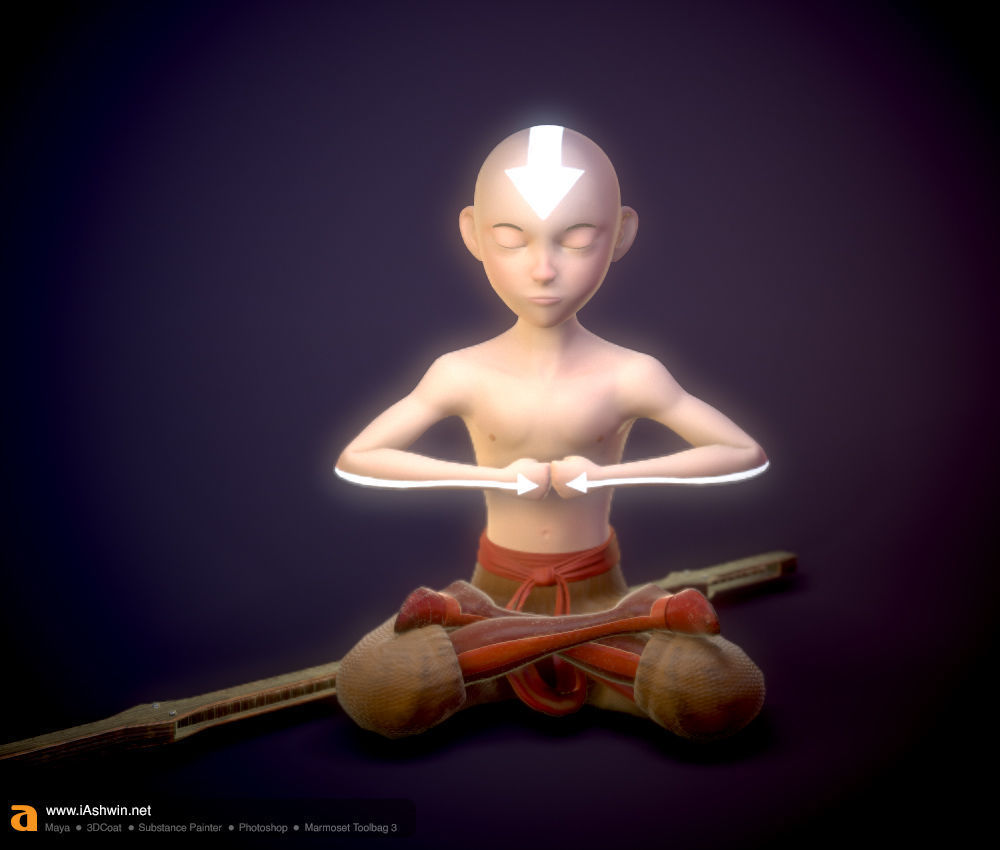 Aang Rig Low-poly 3D model_3