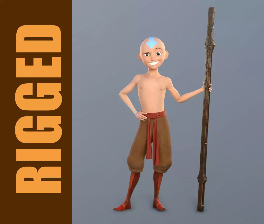 Aang Rig Low-poly 3D model_0