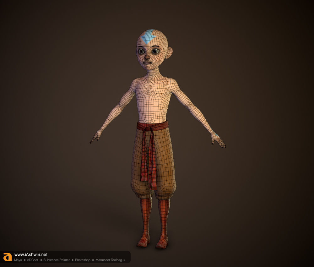 Aang Rig Low-poly 3D model_18