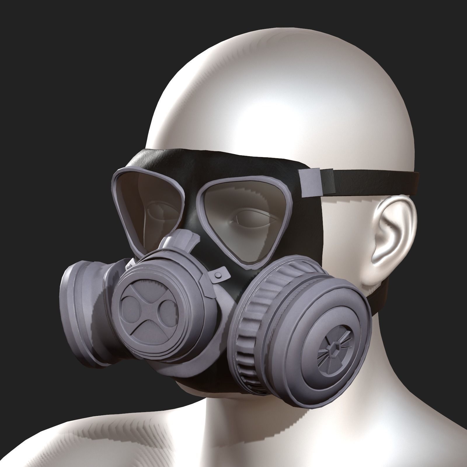 gas mask helmet scifi Low-poly 3D model_1