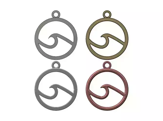 Surfer wave pendant and keychain