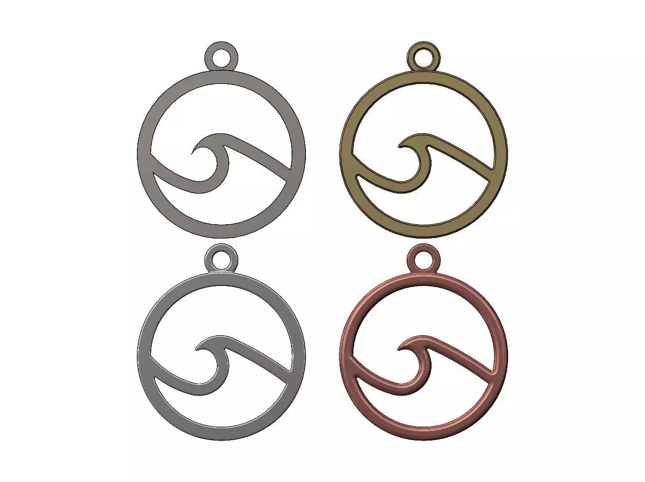Surfer wave pendant and keychain 3D print model