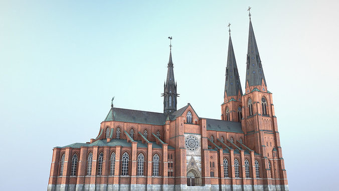 Arlanda Uppsala Cathedral Low-poly 3D model